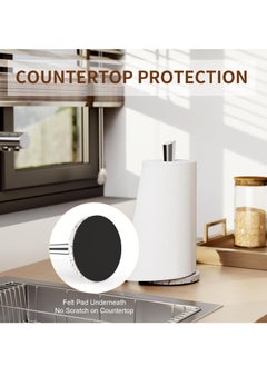 Generic Paper Towel Holder Stainless Steel Countertop Waterproof Marble Weighted Base One-Handed Tear Paper Stainless Steel Paper Towel Holder for Kitchen Bathroom Hold Any Type of Paper Silver  - Image 4