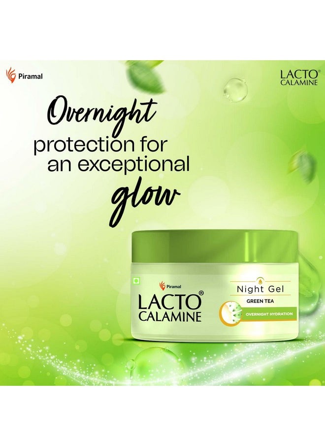 Lacto Calamine Green Tea Night Gel Moisturizer For Women | 50G X Pack Of 1 | Night Cream For Oily Skin With Niacinamide & Glycolic Acid | Overnight Hydration | Sulphate & Paraben Free  - Image 2