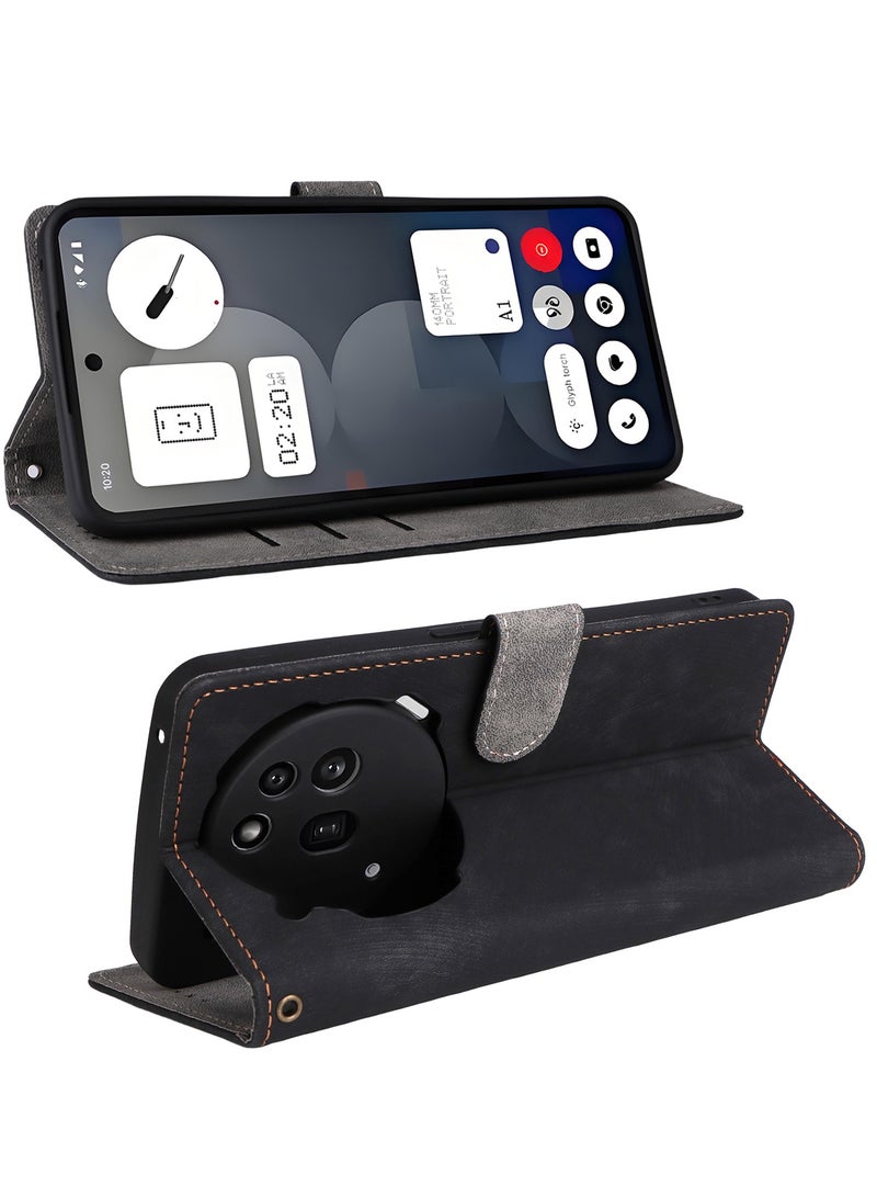 غطاء فليب لهاتف Nothing Phone 3a Pro مع حزام يد من جلد PU، حماية كاملة ضد الصدمات، محفظة فوليوم بتقنية RFID ضد السرقة - Image 2