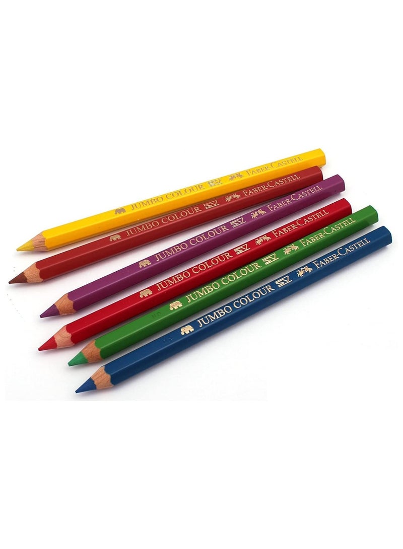 FABER-CASTELL 6-Piece Jumbo Wooden Colour Pencils Multicolour - Image 2