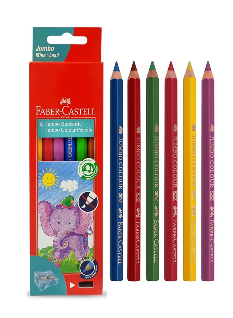 FABER-CASTELL 6-Piece Jumbo Wooden Colour Pencils Multicolour - Image 1