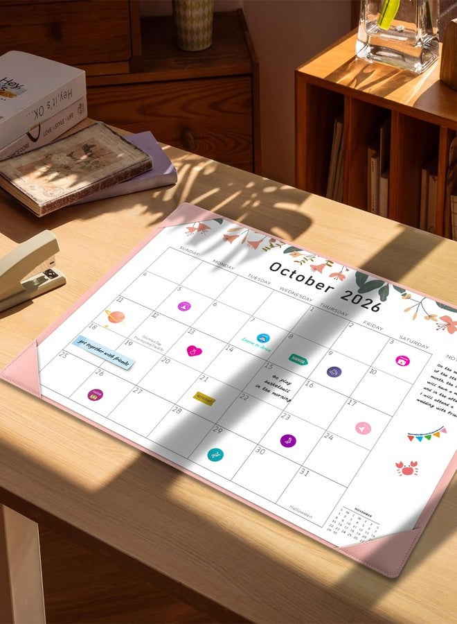 Gannyfer Desk Calendar 2026 with Desktop Mat, Simplified Large 22" x 17" Desktop Pad Calendar, 18 Month Desk Calendar, Use Jan 2026 to June 2027, Office Supplies Perfect for Home School and Office - Pink(6 Stickers Included) - Image 2