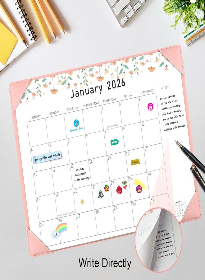 Gannyfer Desk Calendar 2026 with Desktop Mat, Simplified Large 22" x 17" Desktop Pad Calendar, 18 Month Desk Calendar, Use Jan 2026 to June 2027, Office Supplies Perfect for Home School and Office - Pink(6 Stickers Included) - Image 5
