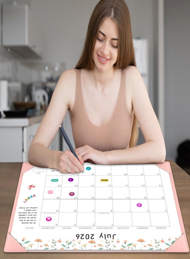 Gannyfer Desk Calendar 2026 with Desktop Mat, Simplified Large 22" x 17" Desktop Pad Calendar, 18 Month Desk Calendar, Use Jan 2026 to June 2027, Office Supplies Perfect for Home School and Office - Pink(6 Stickers Included) - Image 3