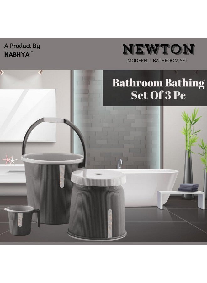 Nabhya Newton Combo of 3 pcs Bathroom Accessories Set Plastic Bathroom Set with 20Ltr Plastic Bucket, Small Mug and Big Stool for Home, Kitchen & Bathroom (Dark_Grey1) - Image 4