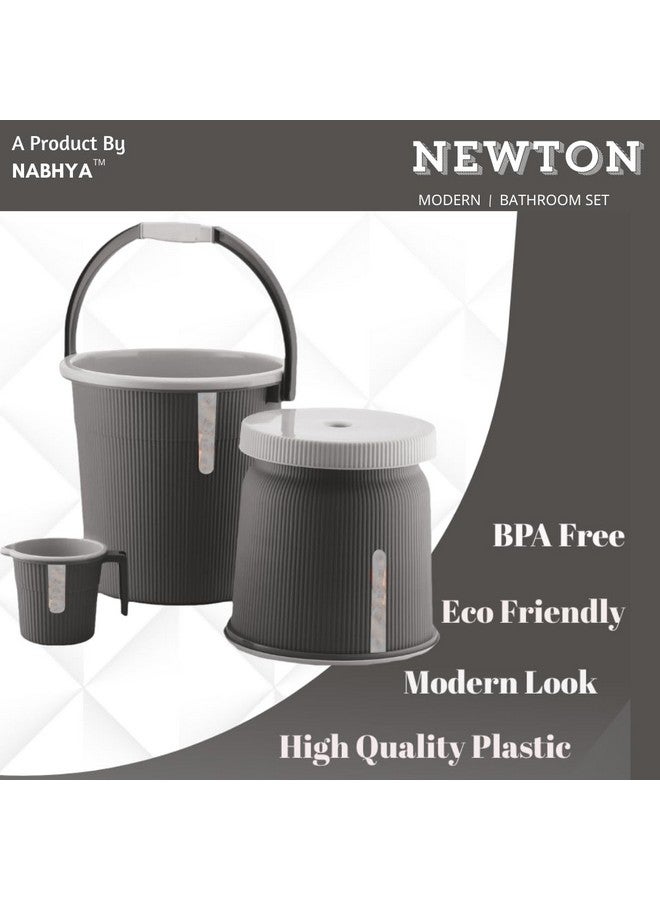 Nabhya Newton Combo of 3 pcs Bathroom Accessories Set Plastic Bathroom Set with 20Ltr Plastic Bucket, Small Mug and Big Stool for Home, Kitchen & Bathroom (Dark_Grey1) - Image 3