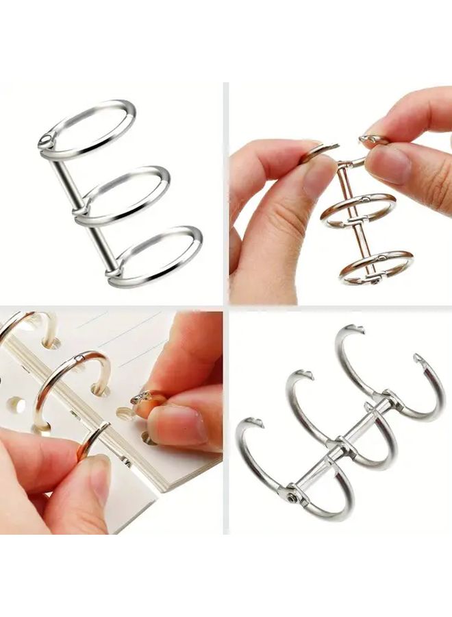 3 Ring Metal Binder Book Rings 20mm Inner Diameter Durable Metal Construction for Travel Diaries Photo Albums and More Easy to Use and Secure Silver Color - Image 1
