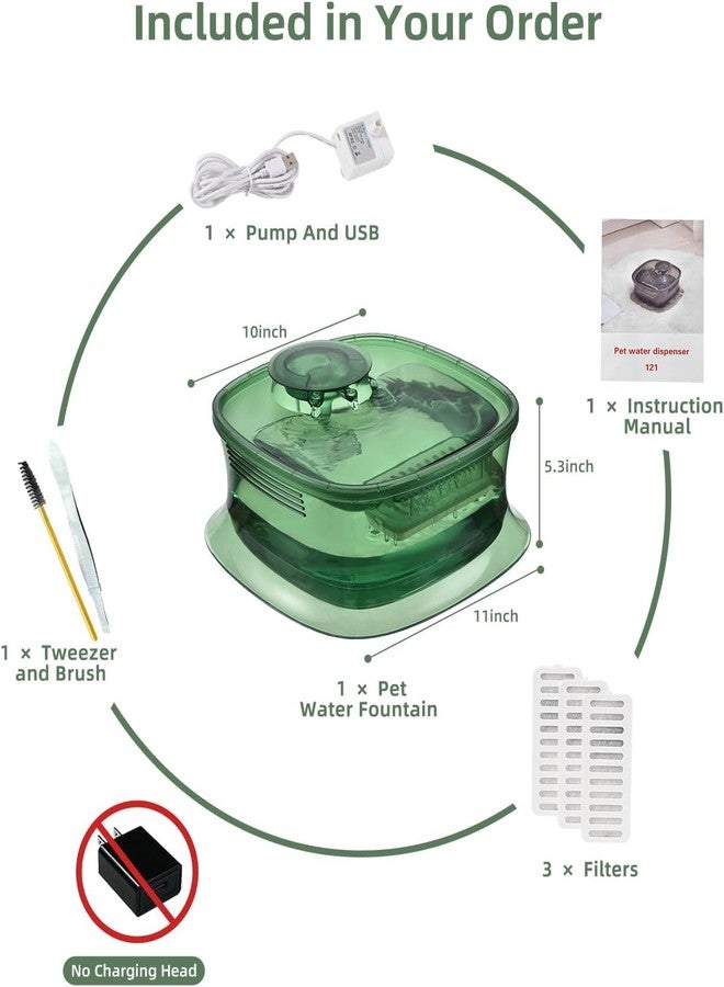 Delavala Dog Water Fountain, 135oz/4L Ultra Quiet Pet Water Dispenser with Smart Pump and Replacement Filters, Automatic Pet Water Fountain for Dogs, Cats & Other Pets (Green) - Image 4
