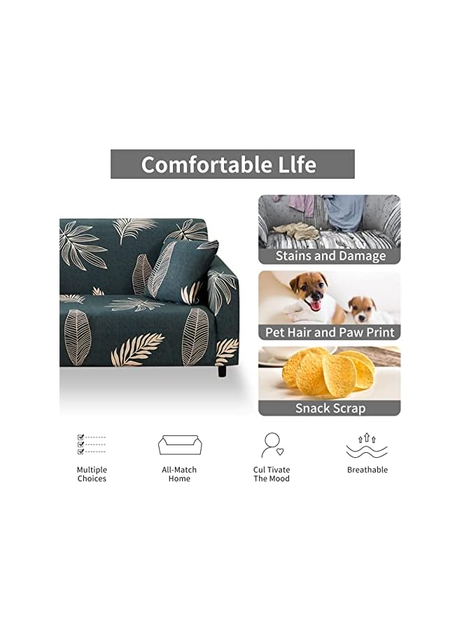 Green Tiger Stretch Sofa Slipcover, Elastic Fabric Fashion Printed Waterproof Armchair Loveseat Couch Living Room Sofa Covers Pet Protector Mat Cushion Cover with 1 Pillowcase（Pattern 1, 1 Seater） - Image 2
