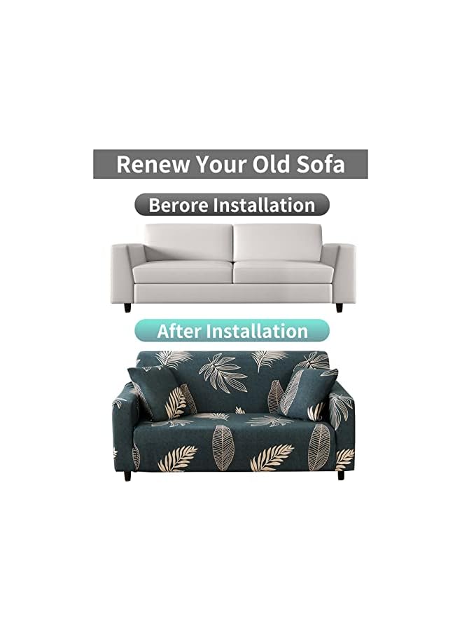 Green Tiger Stretch Sofa Slipcover, Elastic Fabric Fashion Printed Waterproof Armchair Loveseat Couch Living Room Sofa Covers Pet Protector Mat Cushion Cover with 1 Pillowcase（Pattern 1, 1 Seater） - Image 3