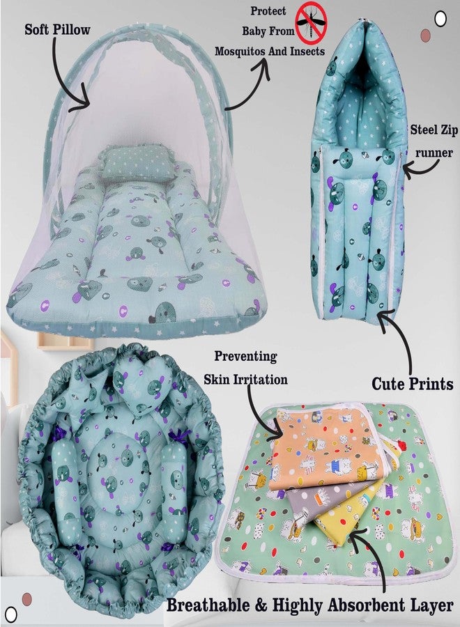 Kwitchy Unisex New Born Baby Luxury Pure Cotton Premium Bedding Set (Green, 0-6 Months) (4PCS Set) - Image 2
