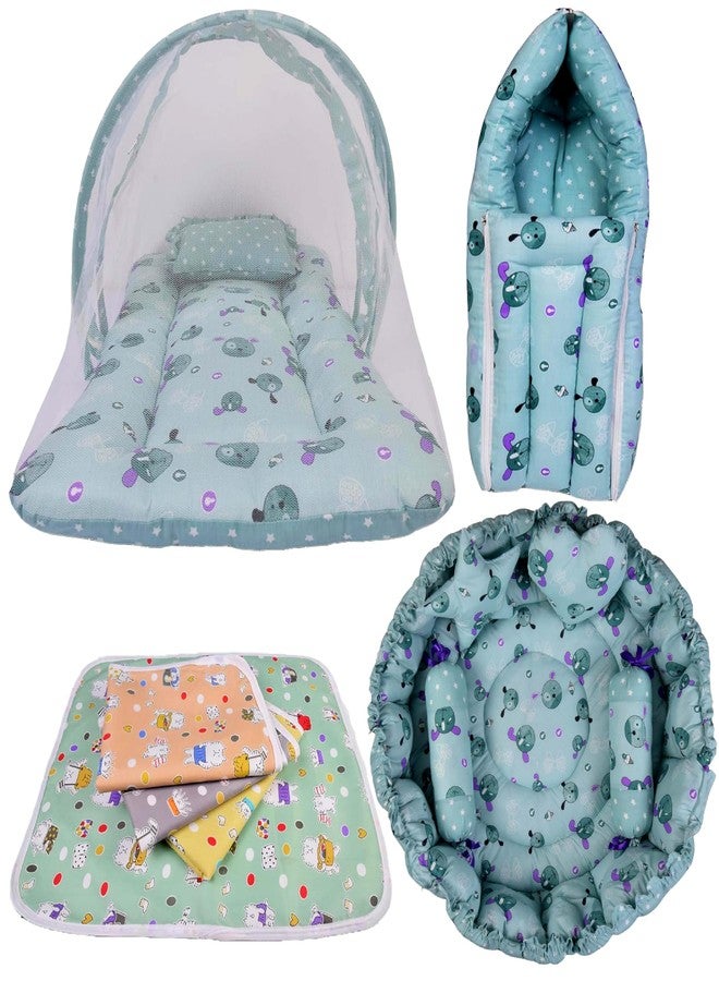 Kwitchy Unisex New Born Baby Luxury Pure Cotton Premium Bedding Set (Green, 0-6 Months) (4PCS Set) - Image 1