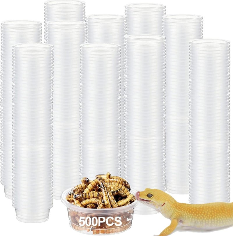 YOJOR 0.5oz Crested Gecko Food and Water Feeding Cups, Reptile Feeder Bowls, Plastic Replacement Food Dish for Lizard and Other Small Pet Ledge Accessories (500 pcs) - Image 1