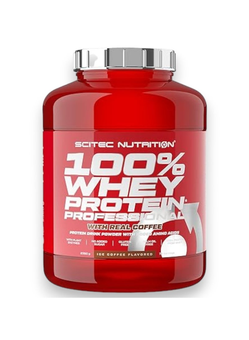 SCITEC NUTRITION مسحوق بروتين مصل اللبن 100% بروفيشينال بنكهة قهوة مثلجة مع أحماض أمينية مضافة، 78 حصة - Image 1