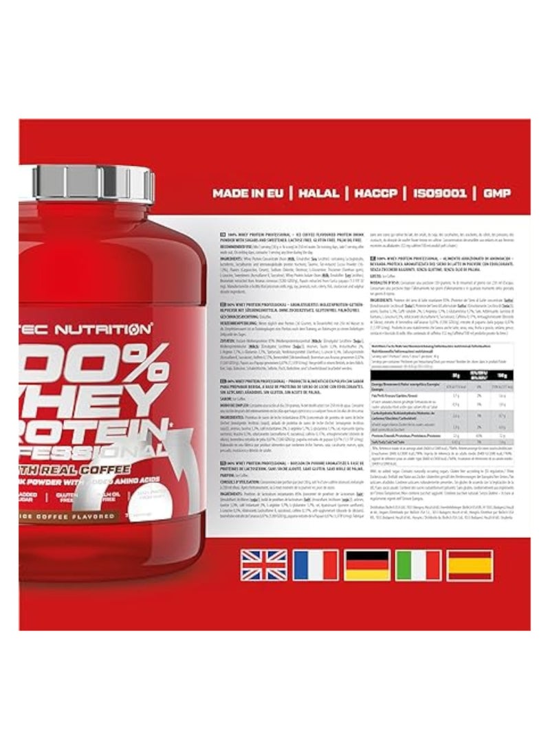 SCITEC NUTRITION مسحوق بروتين مصل اللبن 100% بروفيشينال بنكهة قهوة مثلجة مع أحماض أمينية مضافة، 78 حصة - Image 4