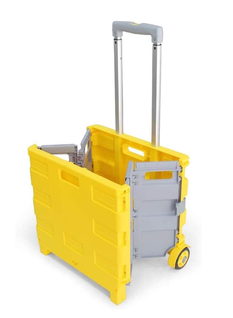 Multifunctional Folding Boot Cart Folding Trolley Shopping Cart Trolley Portable Yellow  - Image 1