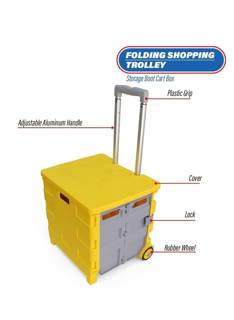 Multifunctional Folding Boot Cart Folding Trolley Shopping Cart Trolley Portable Yellow  - Image 3
