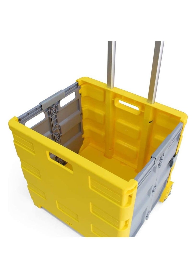 Multifunctional Folding Boot Cart Folding Trolley Shopping Cart Trolley Portable Yellow  - Image 4