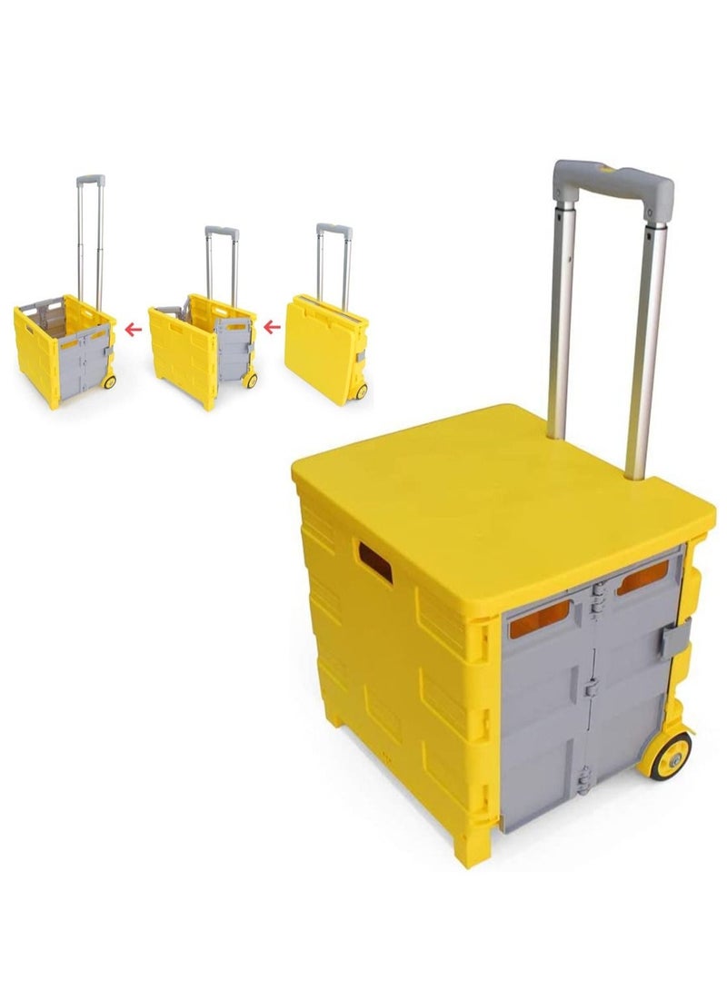 Multifunctional Folding Boot Cart Folding Trolley Shopping Cart Trolley Portable Yellow  - Image 5