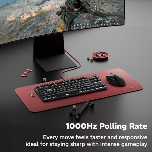 daWg Highkey 373, Anti-Ghosting Wired Mechanical 80% Keyboard, White Backlit LED, Fiery Red Switches, 85 Double-Shot PBT Keycaps, 1000Hz Polling Rate, Volume Knob, 1.8m Braided Cable - Image 4