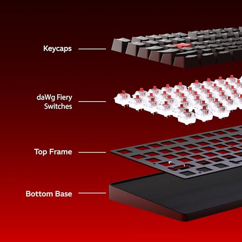 daWg Highkey 373, Anti-Ghosting Wired Mechanical 80% Keyboard, White Backlit LED, Fiery Red Switches, 85 Double-Shot PBT Keycaps, 1000Hz Polling Rate, Volume Knob, 1.8m Braided Cable - Image 3