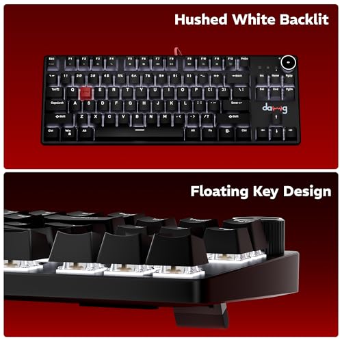 daWg Highkey 373, Anti-Ghosting Wired Mechanical 80% Keyboard, White Backlit LED, Fiery Red Switches, 85 Double-Shot PBT Keycaps, 1000Hz Polling Rate, Volume Knob, 1.8m Braided Cable - Image 5