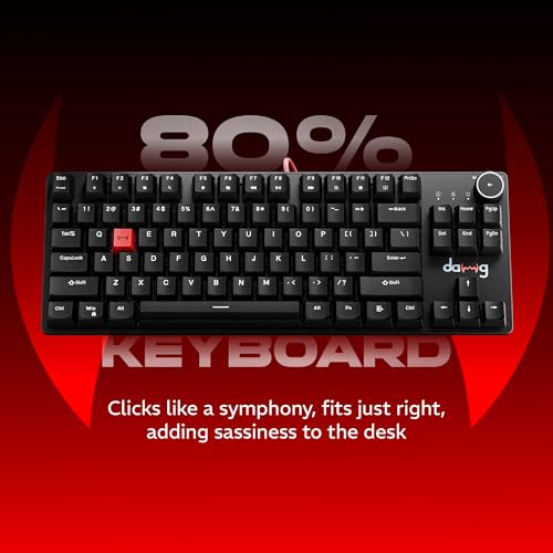 daWg Highkey 373, Anti-Ghosting Wired Mechanical 80% Keyboard, White Backlit LED, Fiery Red Switches, 85 Double-Shot PBT Keycaps, 1000Hz Polling Rate, Volume Knob, 1.8m Braided Cable - Image 2