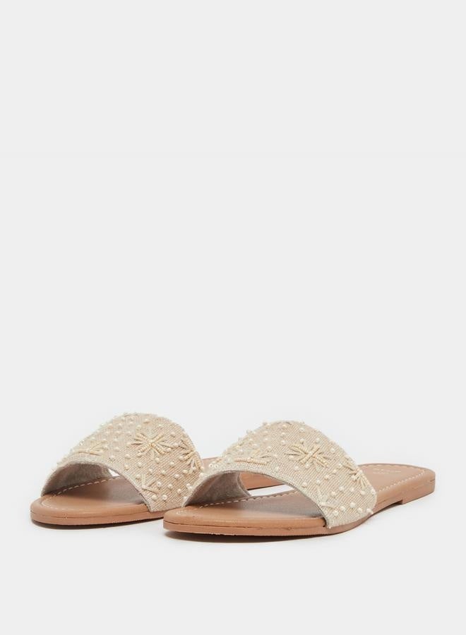 Styli Embellished Slip-On Flat Sandals - Image 3