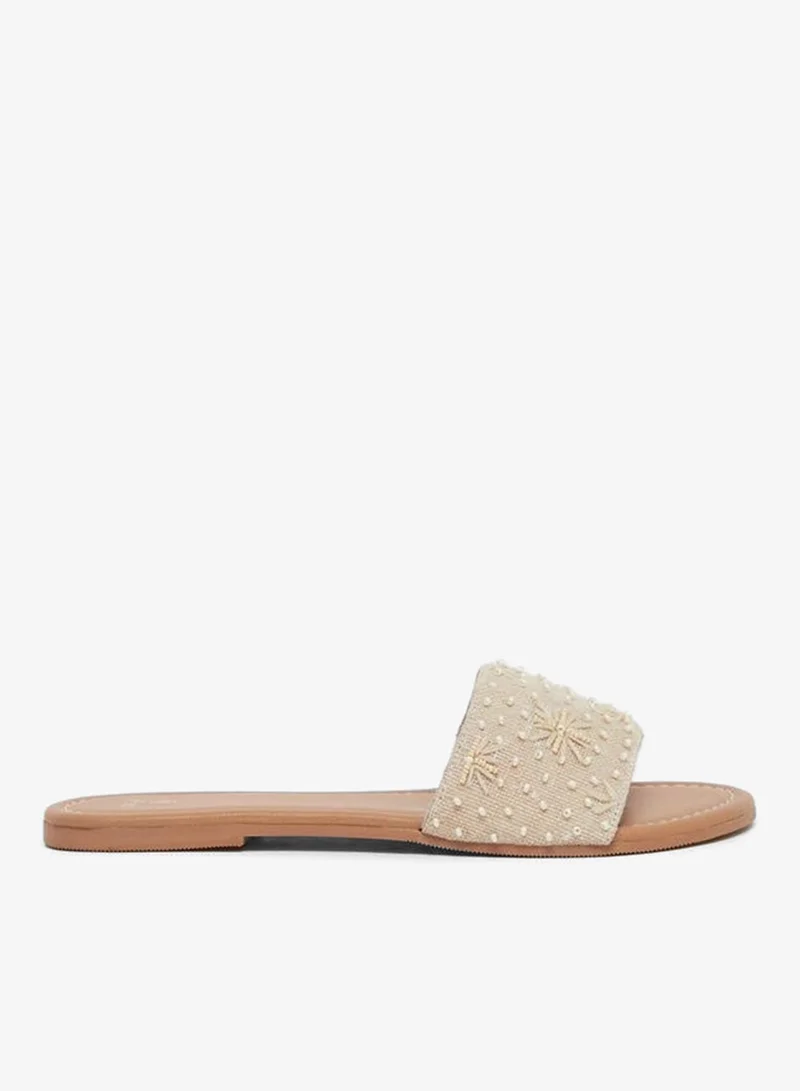 Styli Embellished Slip-On Flat Sandals