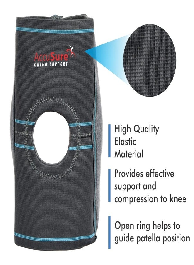 AccuSure Knee Support, Open-Patella Brace for Arthritis, Joint Pain Relief, Injury Recovery with Adjustable Strapping & With Breathable Elastic Material (S) - Image 3