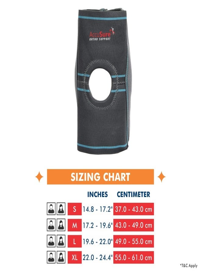 AccuSure Knee Support, Open-Patella Brace for Arthritis, Joint Pain Relief, Injury Recovery with Adjustable Strapping & With Breathable Elastic Material (S) - Image 5