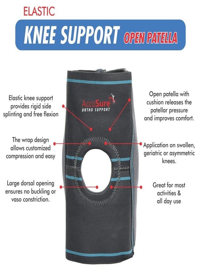 AccuSure Knee Support, Open-Patella Brace for Arthritis, Joint Pain Relief, Injury Recovery with Adjustable Strapping & With Breathable Elastic Material (S) - Image 4