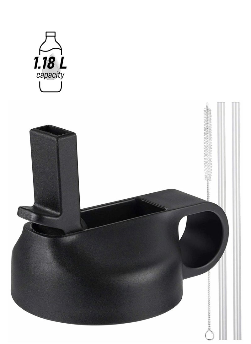 Lid Suitable For Hydro Flask,Straw Cap Wide-Mouth Water Bottle 18 32 40 Ounces (About 1.18 Liters) Wide Mouth, Straw Top Cap Replacement Cap (With 2 Straws And 1 Brush)  - Image 1