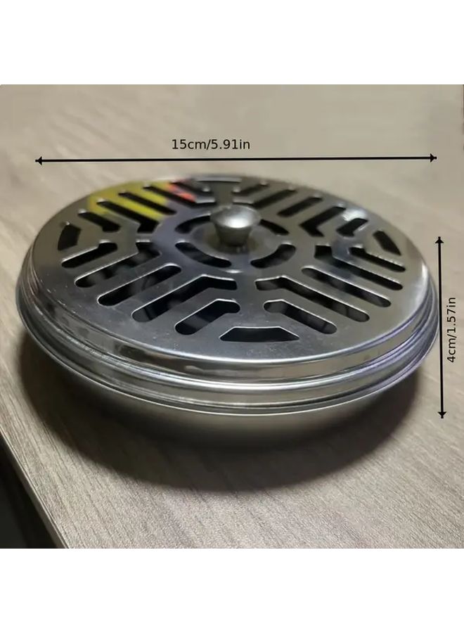 1pc Hexagonal Stainless Steel Mosquito Coil Holder With Lid Durable Elegant Indoor Pest Control Device Incense Burner No Electricity Needed Easy To Clean Modern Home Decor Random Color - Image 3