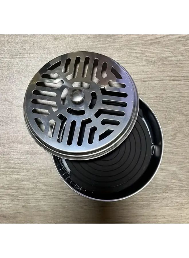 1pc Hexagonal Stainless Steel Mosquito Coil Holder With Lid Durable Elegant Indoor Pest Control Device Incense Burner No Electricity Needed Easy To Clean Modern Home Decor Random Color - Image 1