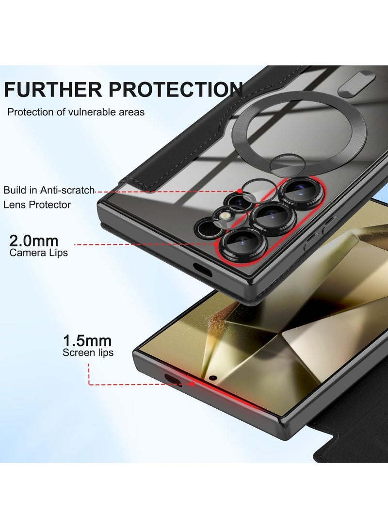 SYOSI Case for Samsung Galaxy S24 Ultra, Slim Fit PU Leather Wallet, RFID Blocking Card Slot, Built-In Lens Protector, Flip Cover for Samsung Galaxy S24 Ultra, Black - Image 3