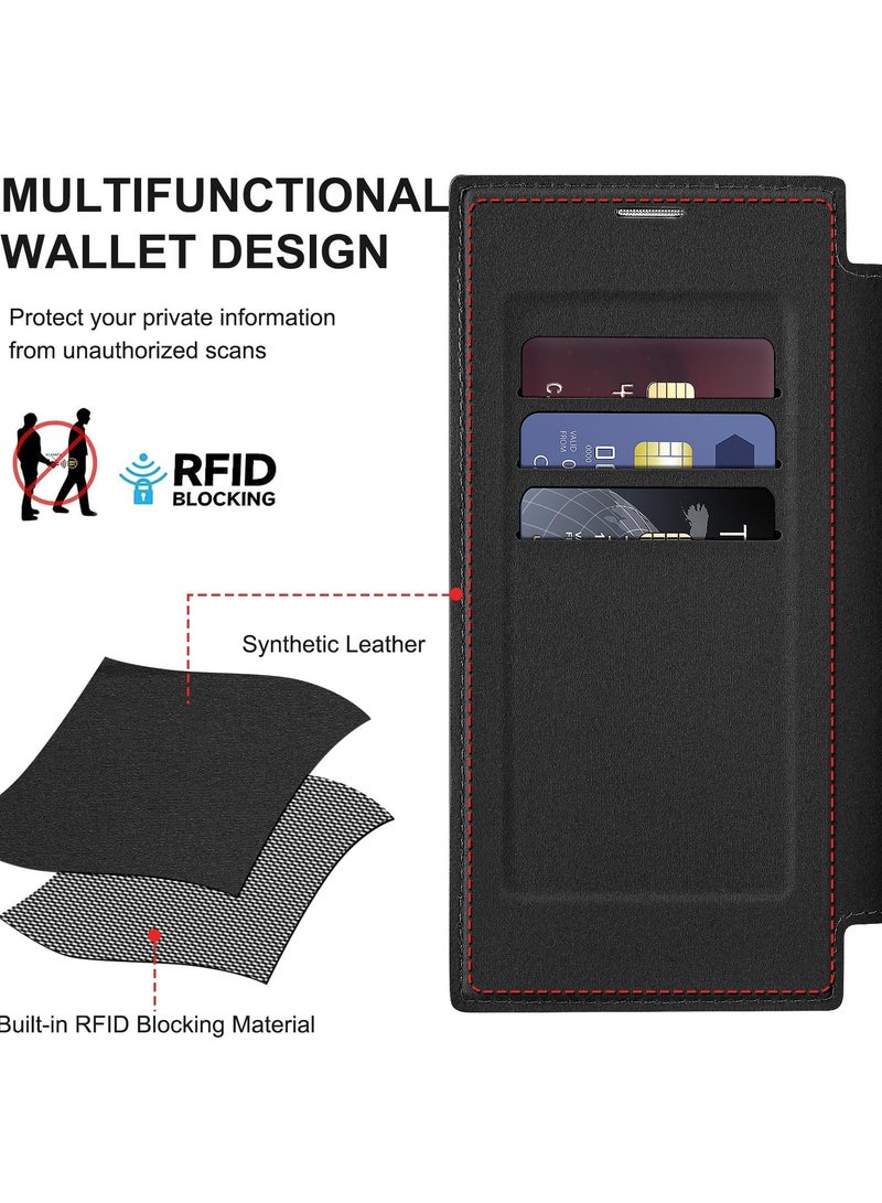 SYOSI Case for Samsung Galaxy S24 Ultra, Slim Fit PU Leather Wallet, RFID Blocking Card Slot, Built-In Lens Protector, Flip Cover for Samsung Galaxy S24 Ultra, Black - Image 4
