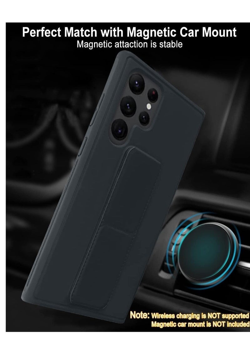 ELTRAZONE غطاء حماية لهاتف سامسونج جالاكسي S24 ألترا مع قاعدة مغناطيسية للتثبيت في السيارة وحامل، حزام يد أفقي ورأسي من السيليكون الفاخر مع قاعدة متعددة لهاتف سامسونج جالاكسي S24 ألترا - Image 3