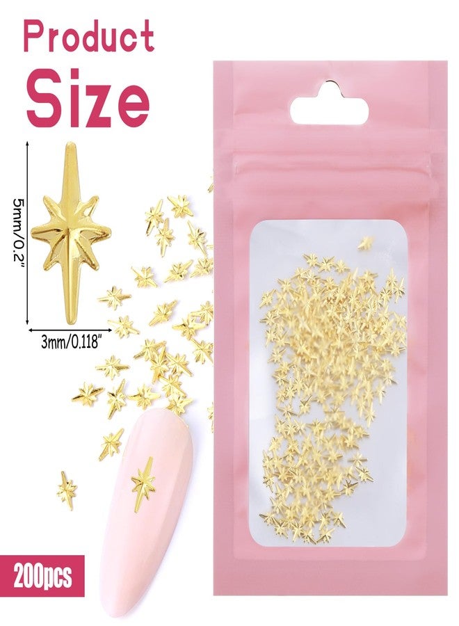 EupHHonycs 200 PCS Star Nail Charms, Gold Cross Nail Charms Star Nail Charms, Mini Art Charms 3D Alloy Nail Art Charms Nails Supplies Gold DIY Nail Art Decoration Accessories - Image 2