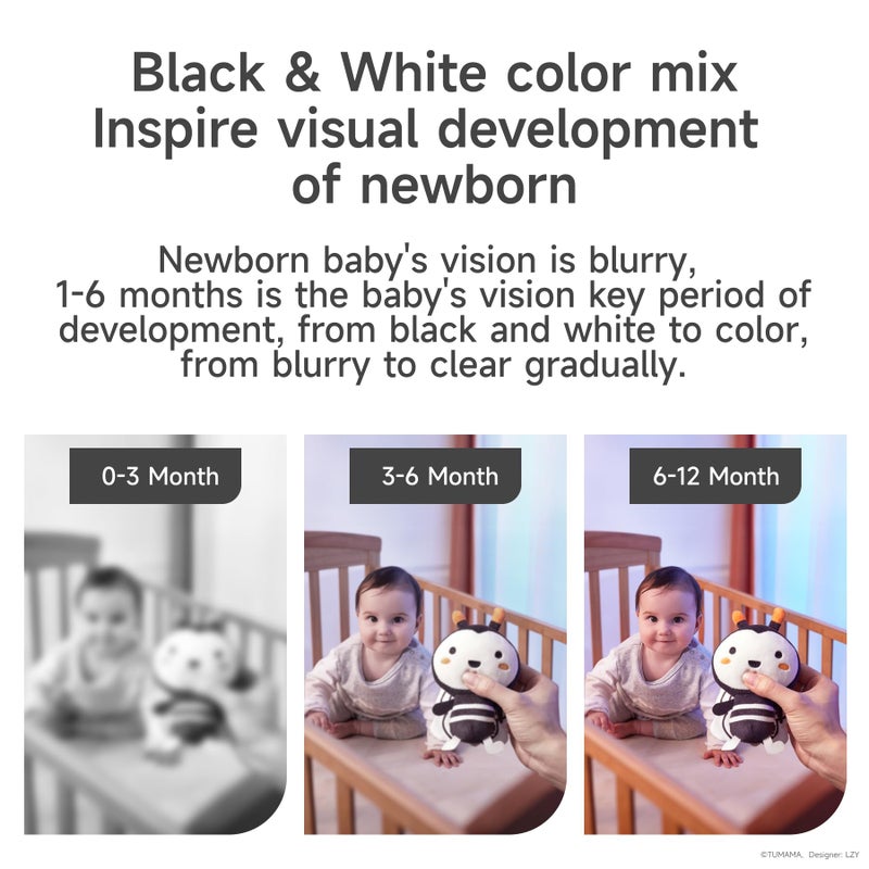 TUMAMA Black and White Baby Toys for 3 6 9 12 Months,Plush Hanging Rattles,Newborn Stroller Toys for Boys and Girls,4 Pack - Image 2