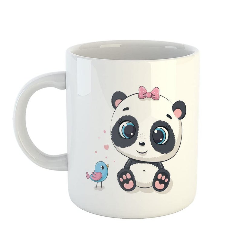 YaaNaa Printed Coffee Mug Panda Theme Panda Sparrow Birthday Gift Return Gift Gifts for Friends Gifts for BoysGirls R2140WH - Image 1