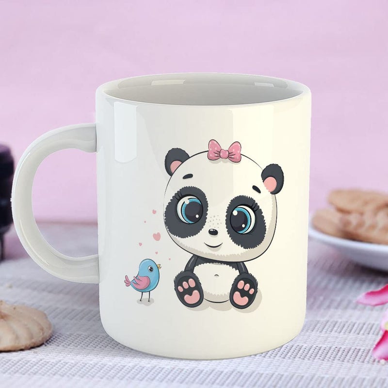 YaaNaa Printed Coffee Mug Panda Theme Panda Sparrow Birthday Gift Return Gift Gifts for Friends Gifts for BoysGirls R2140WH - Image 2