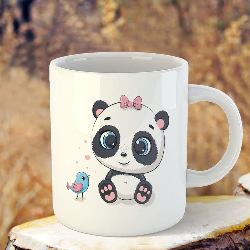 YaaNaa Printed Coffee Mug Panda Theme Panda Sparrow Birthday Gift Return Gift Gifts for Friends Gifts for BoysGirls R2140WH - Image 3