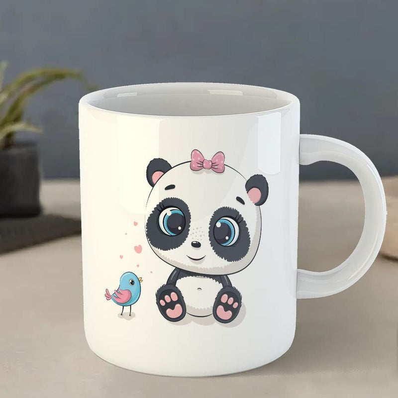 YaaNaa Printed Coffee Mug Panda Theme Panda Sparrow Birthday Gift Return Gift Gifts for Friends Gifts for BoysGirls R2140WH - Image 4