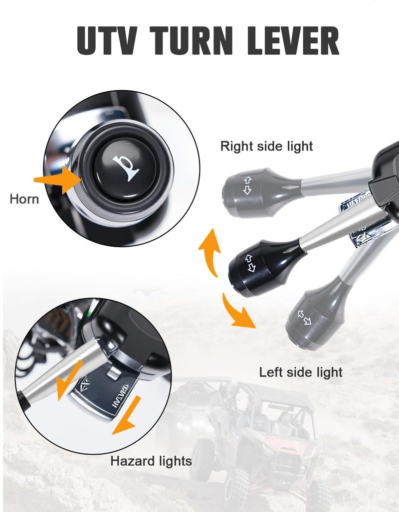 BystralX UTV Turn Signal Kit with 110dB Horn, Pre-Wired, Plug and Play UTV ATV Blinker with Lever Column Switch, Universal Street Legal Turn Signals Compatible with Polaris, Can-Am, Teryx, CFMOTO - Image 3