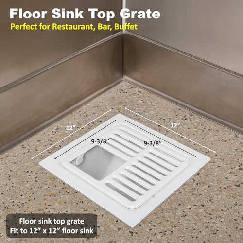 GSW Cast Iron Porcelain Floor Sink Top Grate with Ceramic Surface FS-T3/4, 9-⅜” x 9-⅜” x 1-¼” - Perfect for Restaurant, Bar, Buffet (¾ Size) - Image 4