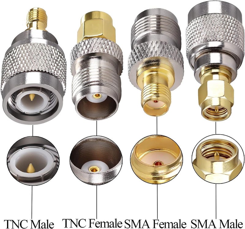 TUOLNK 4PCS SMA to TNC Coax Adapter, SMA TNC Coaxial Connector Kit SMA Male/Female to TNC Male/Female Cable Gender Changers for Radio, LTE Antenna Router etc - Image 2