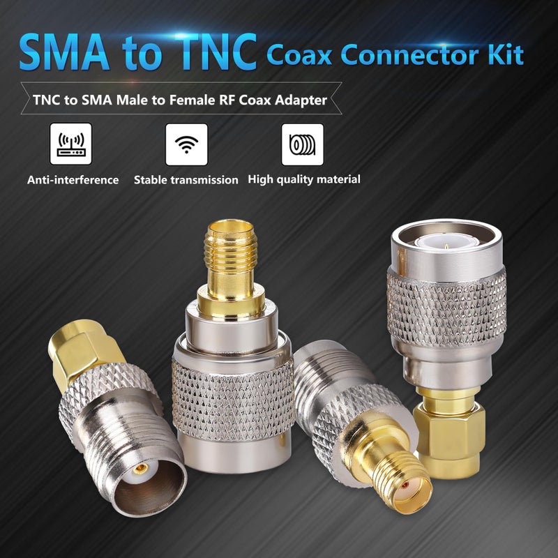 TUOLNK 4PCS SMA to TNC Coax Adapter, SMA TNC Coaxial Connector Kit SMA Male/Female to TNC Male/Female Cable Gender Changers for Radio, LTE Antenna Router etc - Image 5