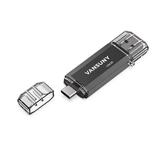 Vansuny 128GB USB C Flash Drive 2 in 1 OTG USB 3.0 + Type C Memory Stick with Keychain Dual Type C Thumb Drive Photo Stick Jump Drive for Android Smartphones, Computer, Tablet, PC - Image 1