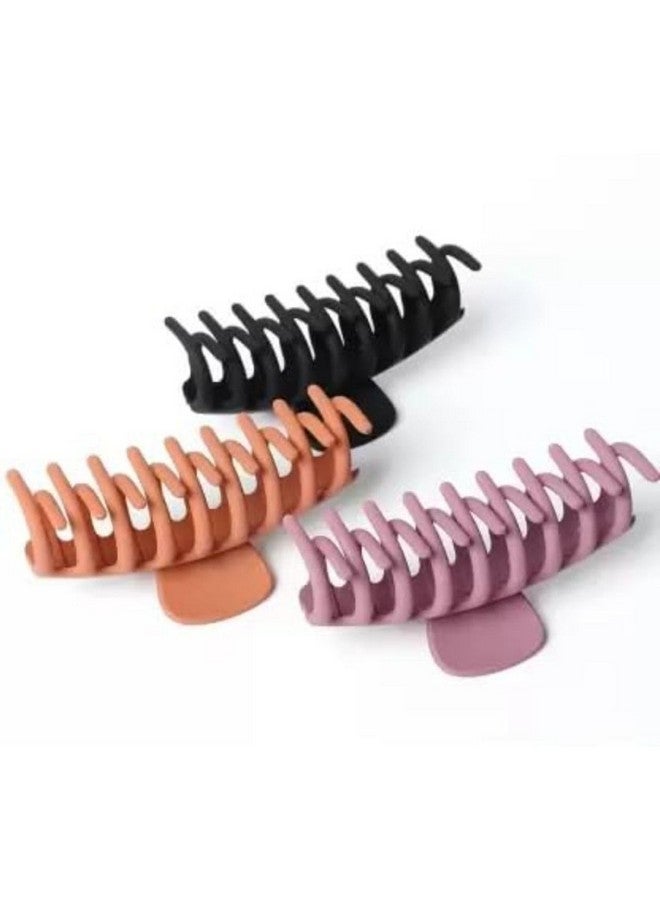 DN Creation Set of 3 Plastic Hair Claw Clip, Non-Slip Catch Hair Clucther Hair Styling Accessories -Assorted Color - Image 1